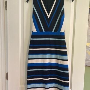 Striped Blue and Black Sleeveless Banana Republic Dress